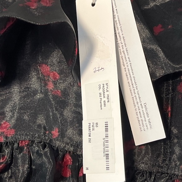 NWT ⭐️ GANNI Ruffled Organza Peplum Midi Dress Black US 4 - Picture 7 of 12